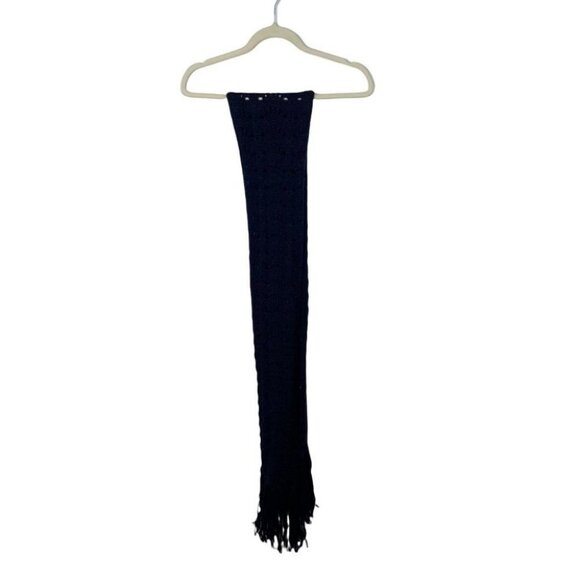 Roberto Collina Virgin Wool Superkid‎ Mohair Rectangular Scarf Fringe Navy Blue - Picture 4 of 11